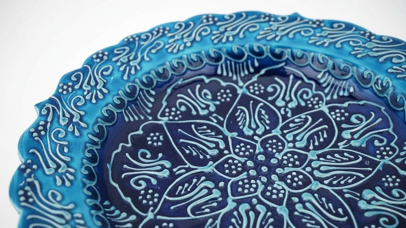 Ayennur Handmade Turkish Ceramic Decorative Plate 9.85 Inch â€“ Hand-Painted Blue Design â€“ Premium Home DÃ©cor Accent, Table Centerpiece & Wall Display - Image 2